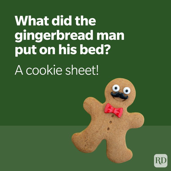 What did the gingerbread man put on his bed? A cookie sheet! Funny christmas joke