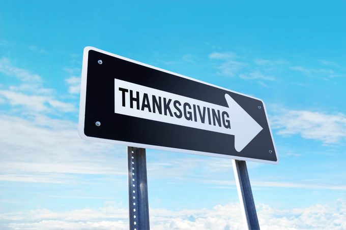 "Thanksgiving" traffic sign