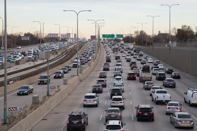 Thanksgiving raffic jam in Chicago