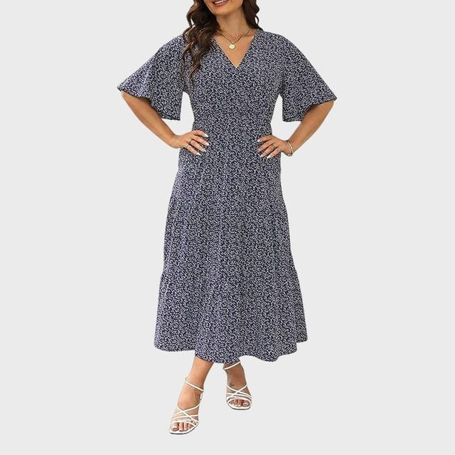 Half Sleeve Flowy Dress Ecomm Via Amazon.com 