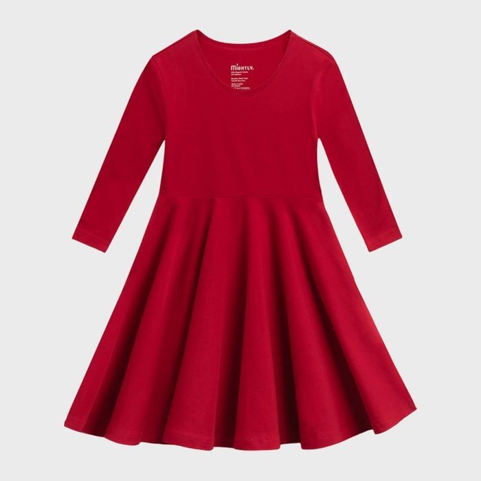 Mightly Organic Cotton 3 4 Sleeve Twirl Dress Ecomm Via Mightly.com 