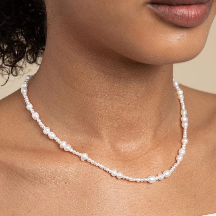 Serenity Pearl Beaded Necklace In Gold
