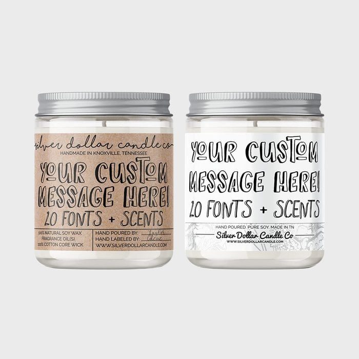 Silver Dollar Candle Co. Personalized Scented Soy Candle Via Amazon.com 