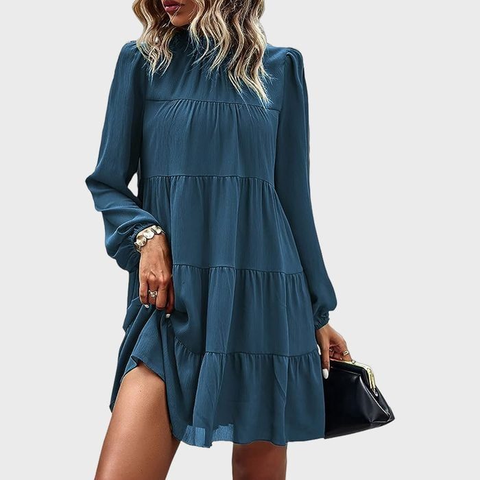 Tiered Mock Neck Dress Ecomm Via Amazon.com 