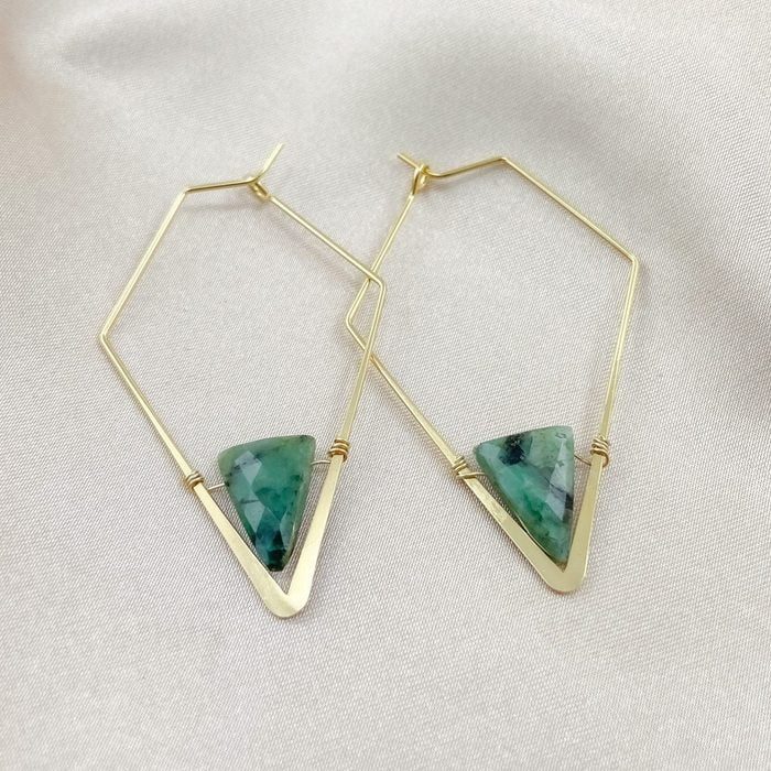 True Warrior Jewelry Emerald Diamond Shaped Hoops Ecomm Via Etsy.com  E1641851973905