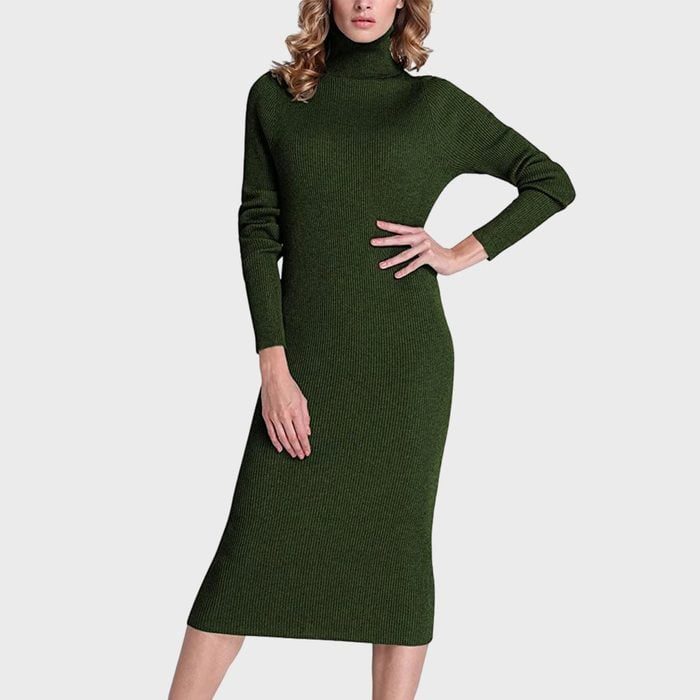 Turtleneck Ribbed Knit Long Sleeve Sweater Dress Ecomm Via Amazon.com 