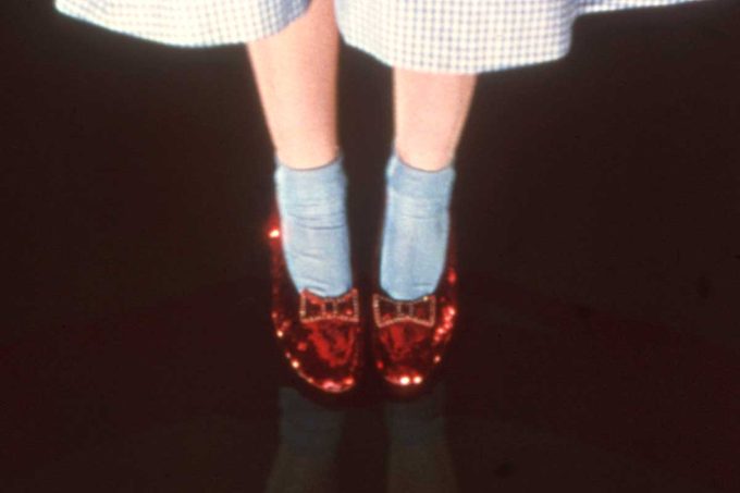 Dorothy's (Judy Garland) ruby red slippers from the classic 1939 movie 'The Wizard of Oz'. (Photo by Screen Archives/Getty Images)
