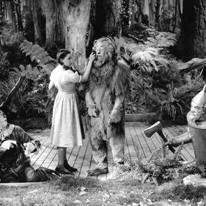 From left to right, Ray Bolger as the Scarecrow, Judy Garland as Dorothy, Bert Lahr as the Cowardly Lion and Jack Haley as the Tin Man in the MGM film 'The Wizard of Oz', 1939.