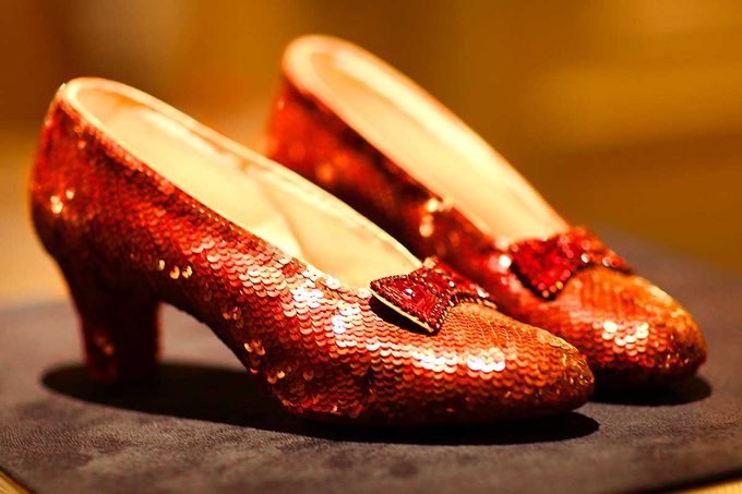 Detail of the "The Wizard of Oz" Ruby Red Slippers on view at the Plaza Athenee on December 5, 2011 in New York City.