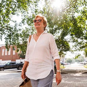 Woman walking in downtown.