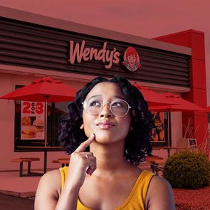 Woman and Wendy's restaurant.