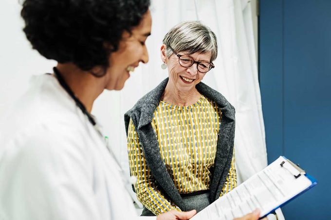 A woman at the doctor.