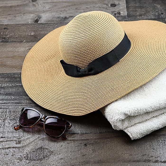 Women Floppy Sun Hat With Wide Brim Foldable Roll Up Straw Beach Hat Ecomm Amazon.com 