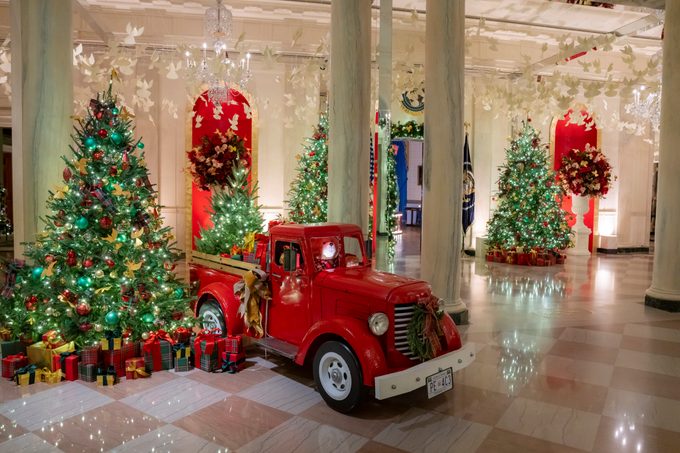 The Grand Foyer of the White House is decorated for the holidays, Sunday, December 1, 2024.