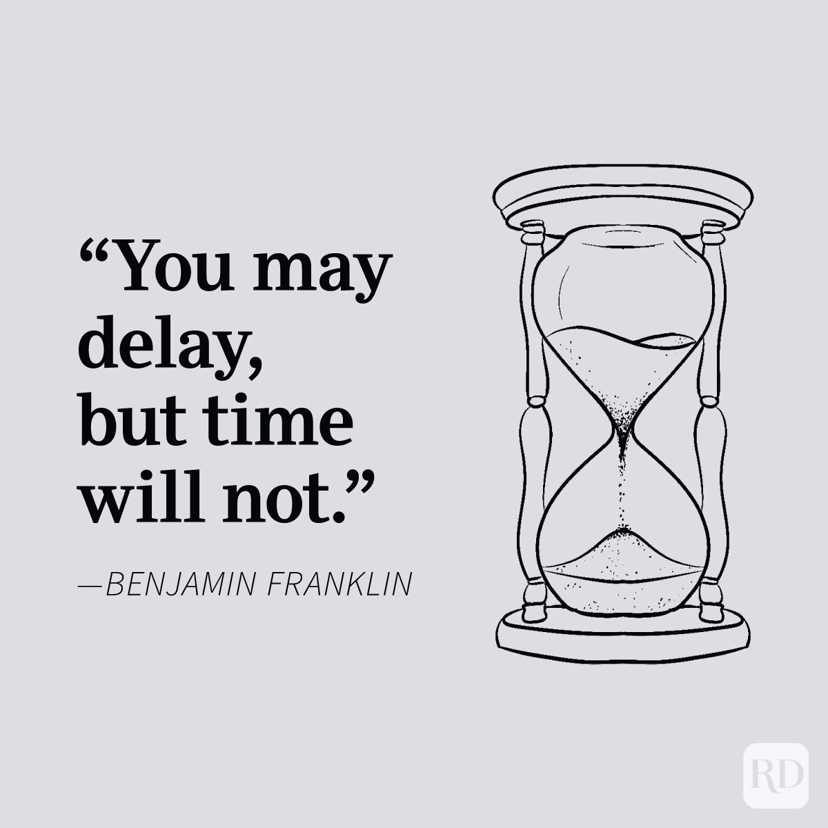 Life Is Short Quotes on light purple background with an hourglass with time passing doodle