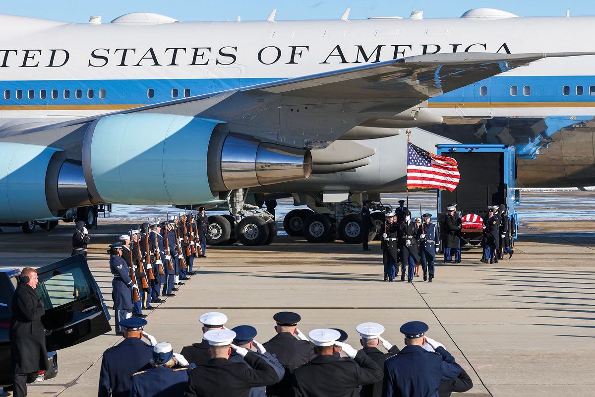 Body Of Former President Jimmy Carter Arrives At Joint Base Andrews