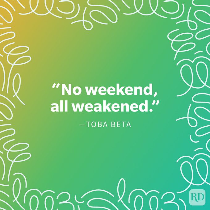 Friday Quote on vibrant gradient background with doodle swirls around the frame