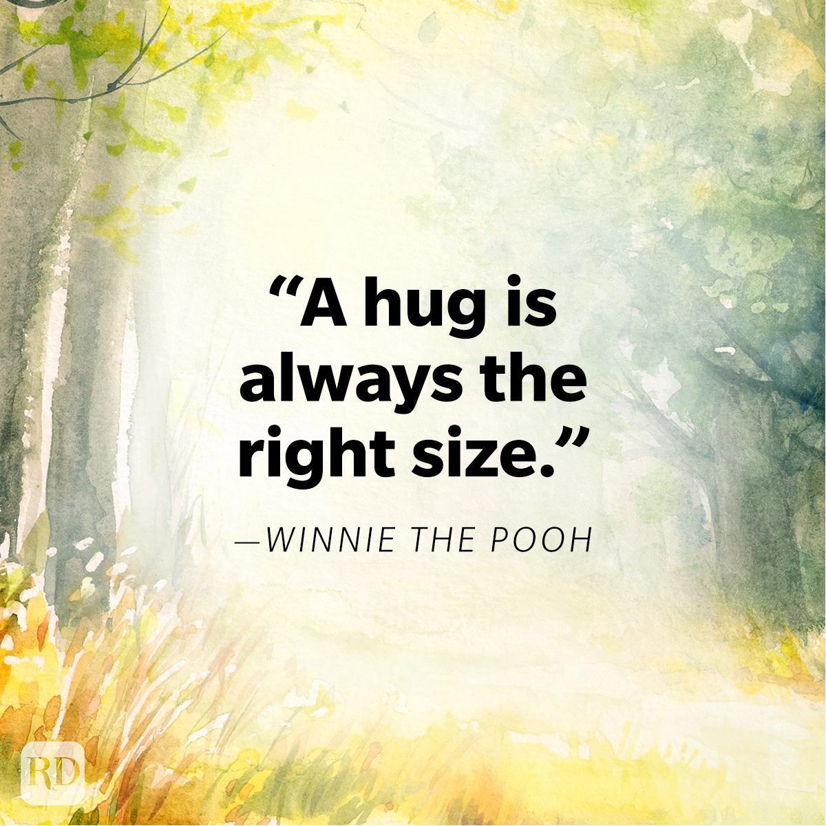 Winnie The Pooh Quote on watercolour painting of beautiful forest