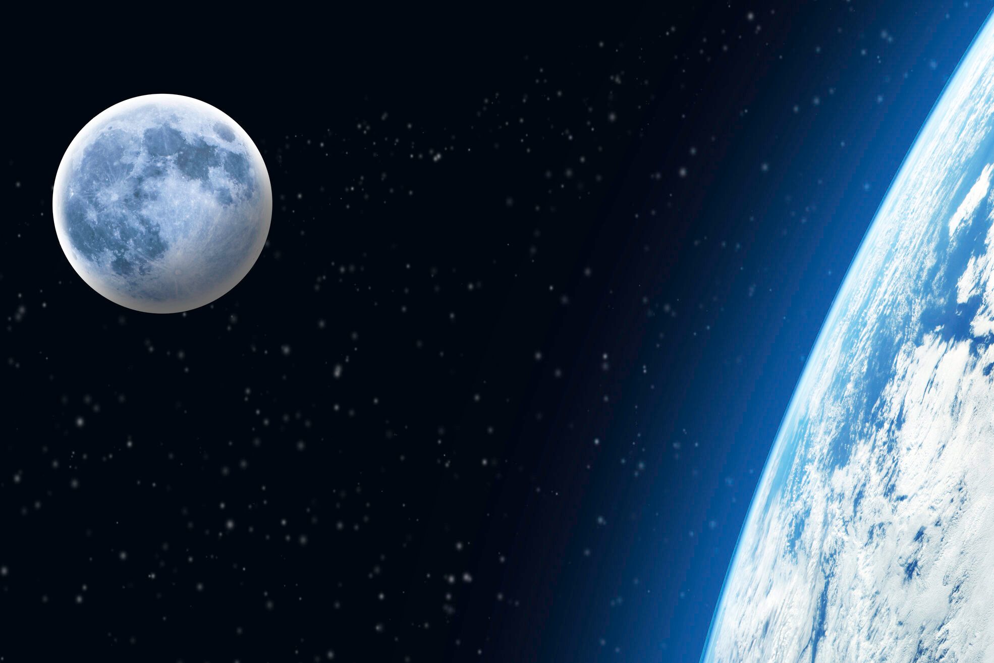 Moon, Earth, Sky - Outer Space Scene